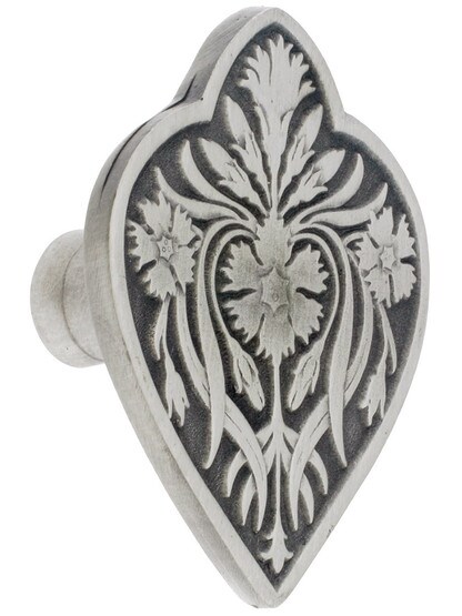 1 1/2 inch W X 1 7/8 inch H Dianthus Knobs in Antique Pewter.